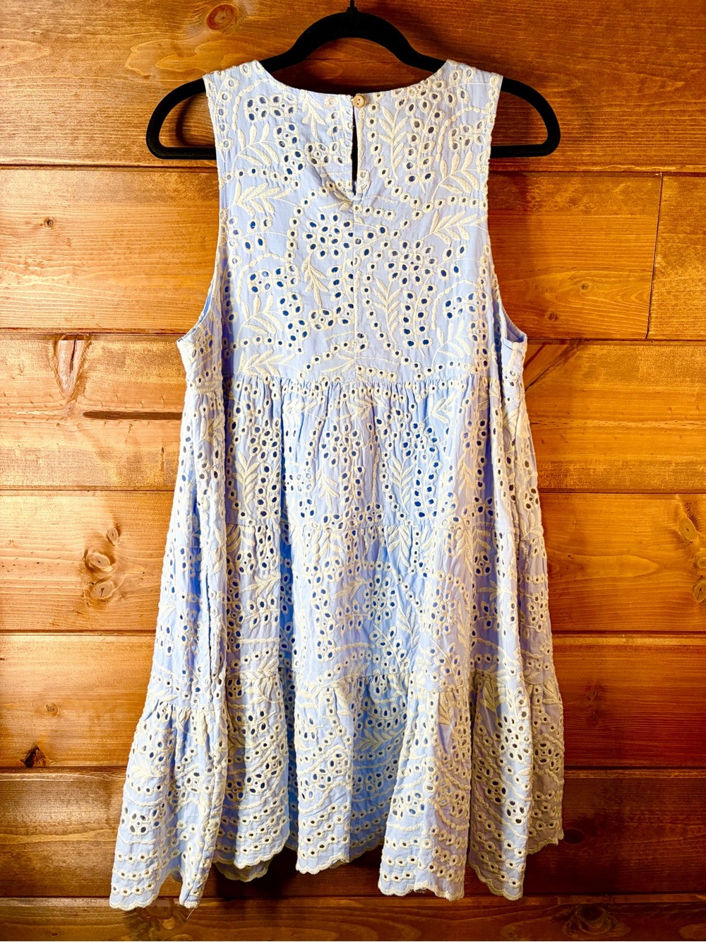 By Together 100% Cotton Light Blue Eyelet Lined Mini Dress With Pockets Size S - Picture 7 of 9